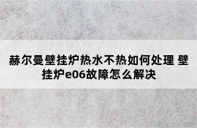 赫尔曼壁挂炉热水不热如何处理 壁挂炉e06故障怎么解决